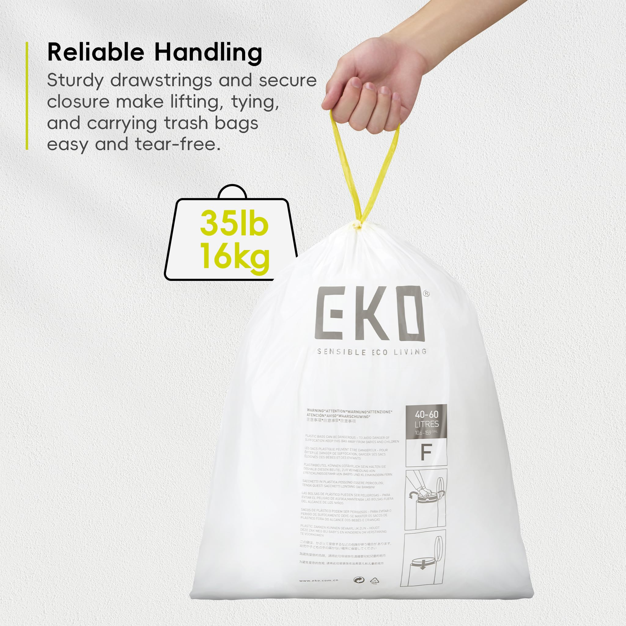 EKO bolsa colocada en cubo de cocina ajuste perfecto