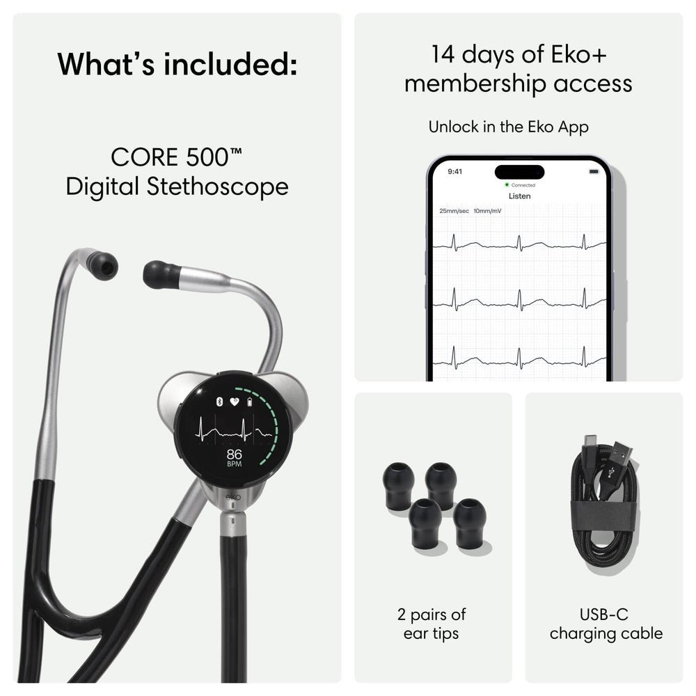 EKO CORE 500 junto a una mano para comparar tamaño y ergonomía, cómodo en uso prolongado