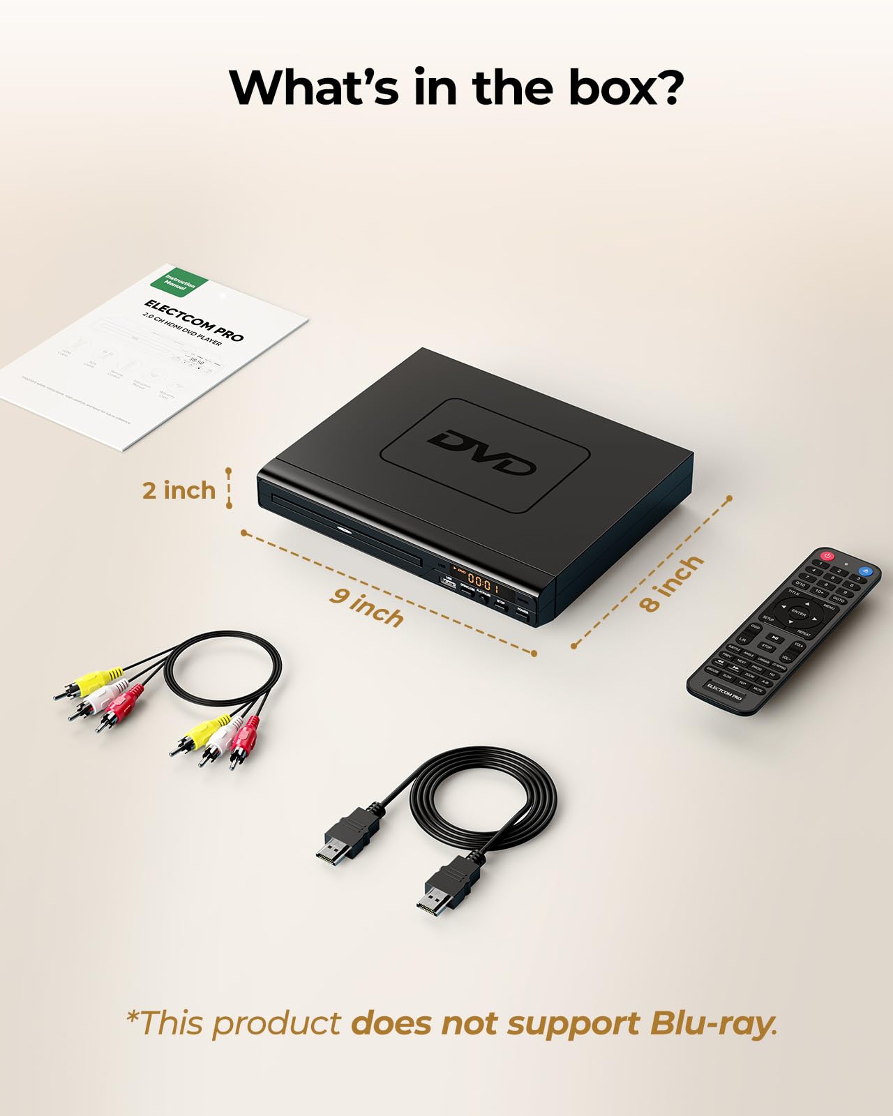 Electcom Pro embalaje abierto con cables HDMI y RCA incluidos para instalar