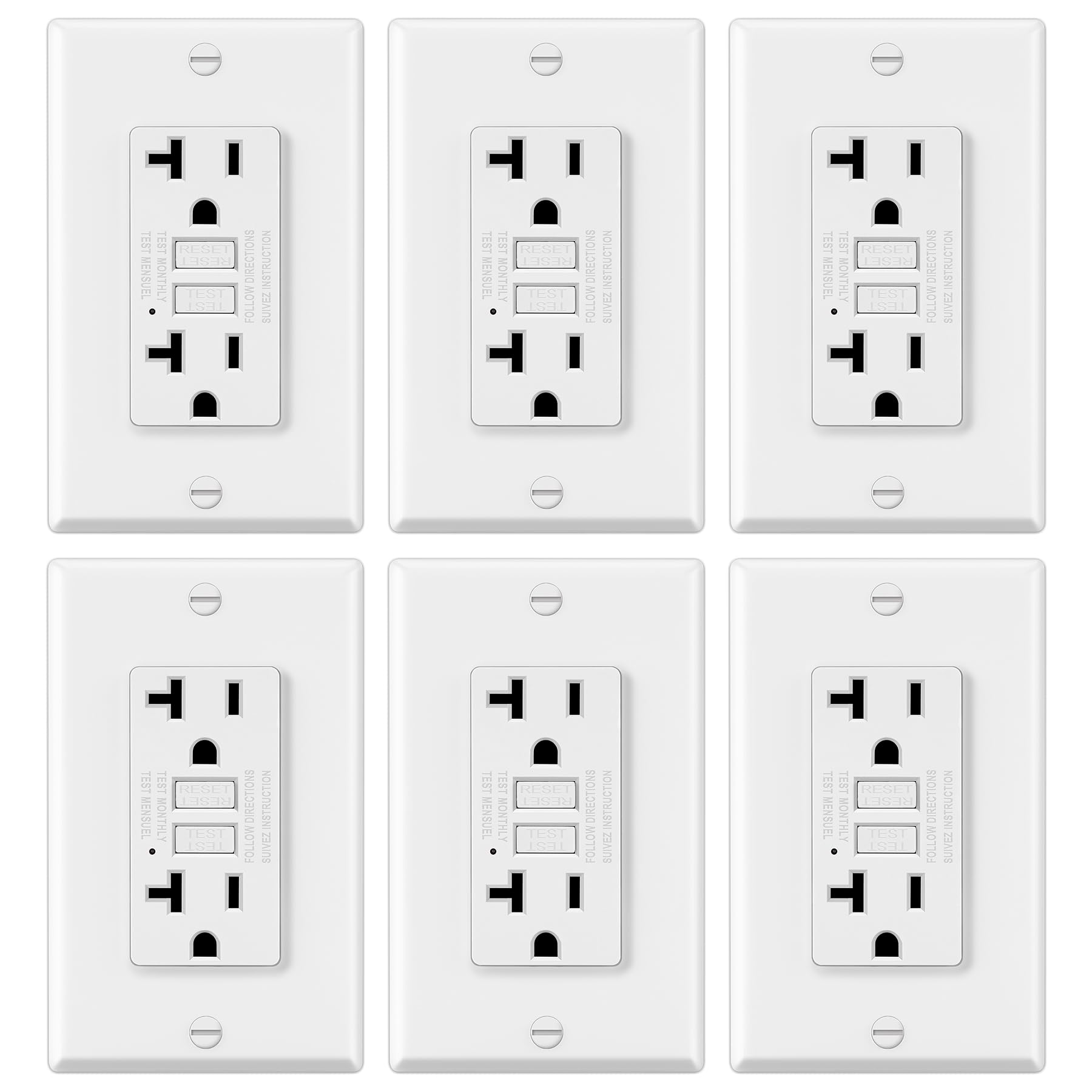 ELECTECK vista frontal del paquete seis GFCI con beneficio de protección múltiple