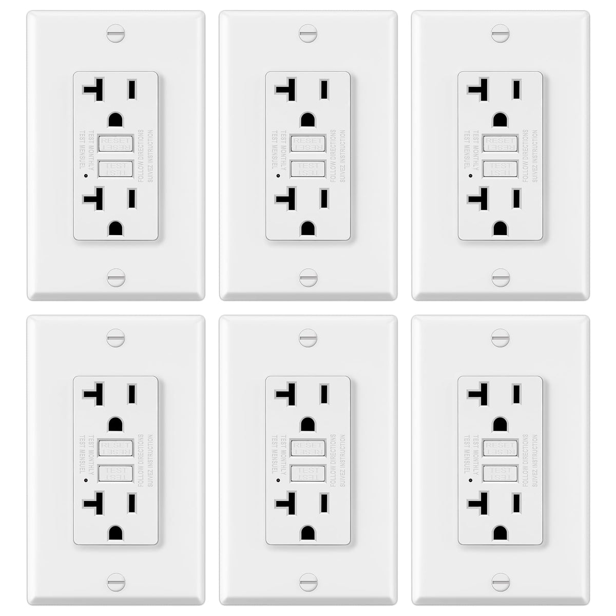 ELECTECK vista frontal del paquete seis GFCI con beneficio de protección múltiple