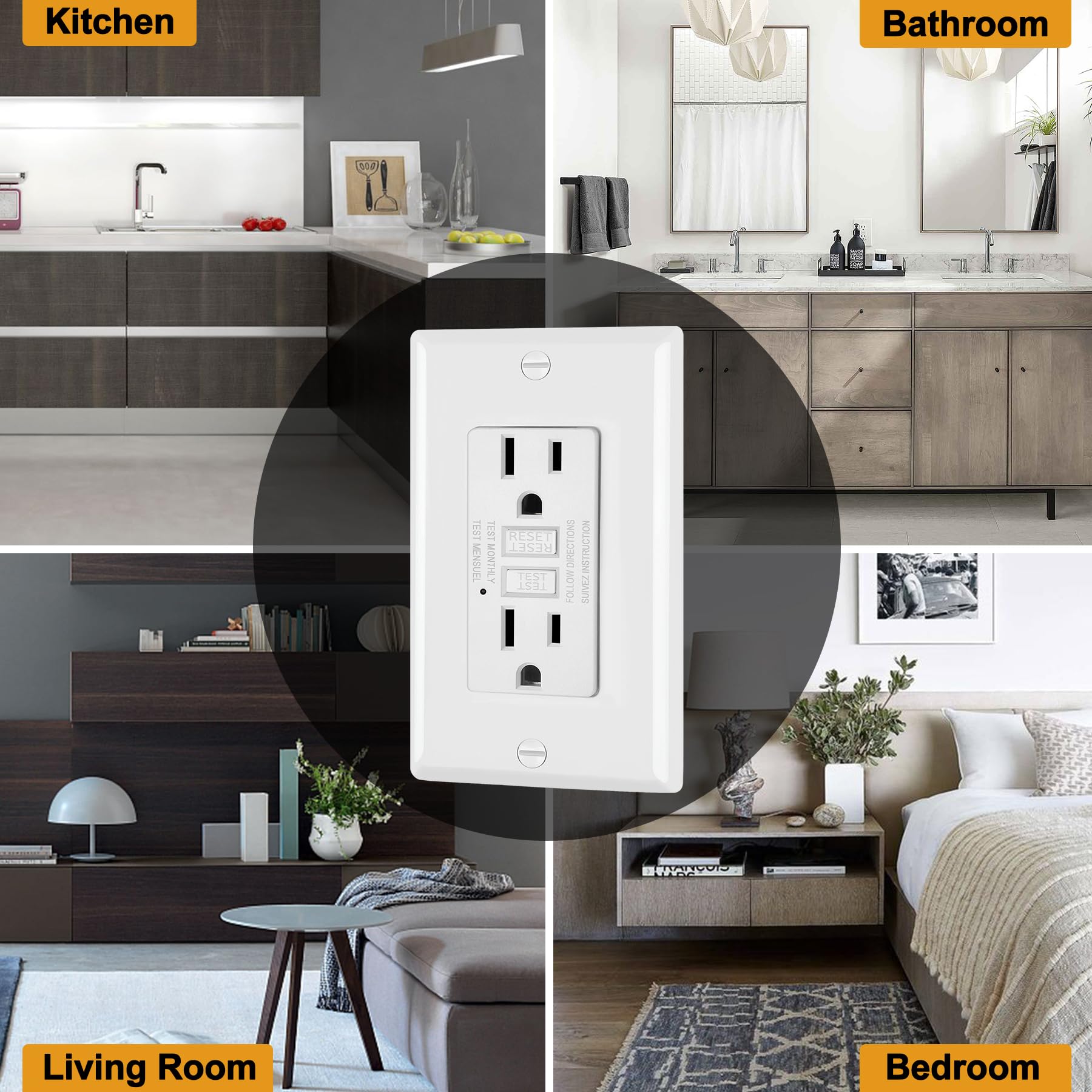 ELECTECK placa decorativa y tornillos incluidos para montaje limpio