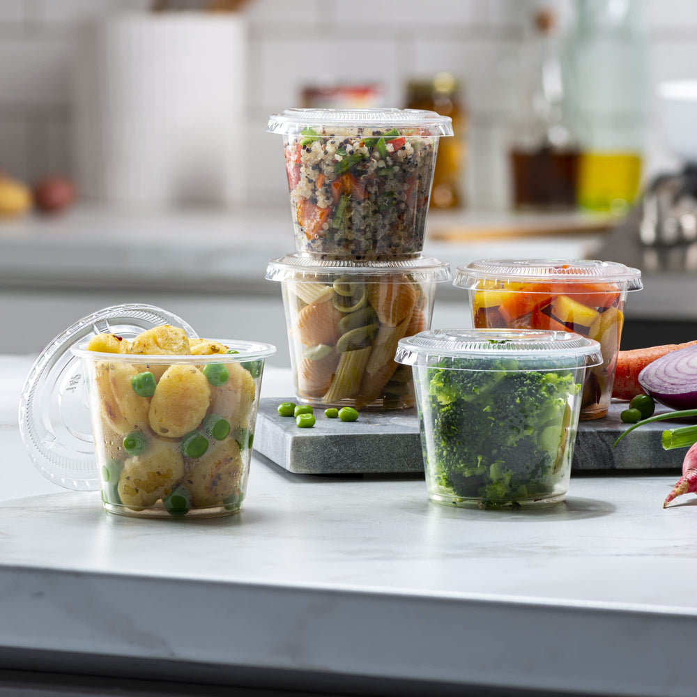 ELEGANT DISPOSABLES vaso transparente con salsa para presentación profesional