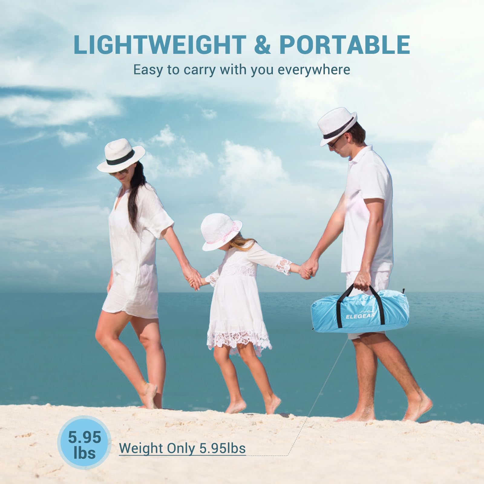 Elegear tienda plegada en mochila para transporte fácil y compacto