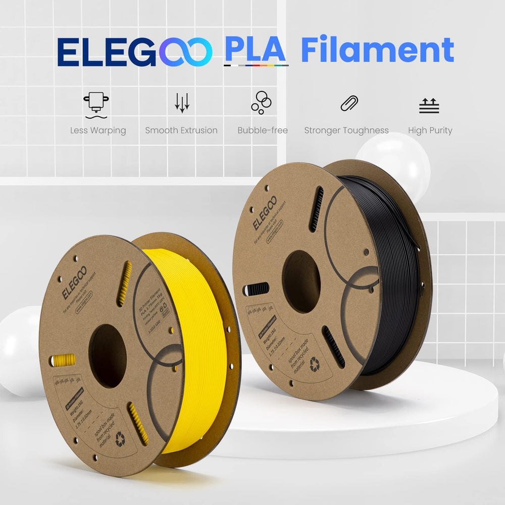 ELEGOO filamento PLA marrón primer plano de la textura, garantiza extrusión uniforme