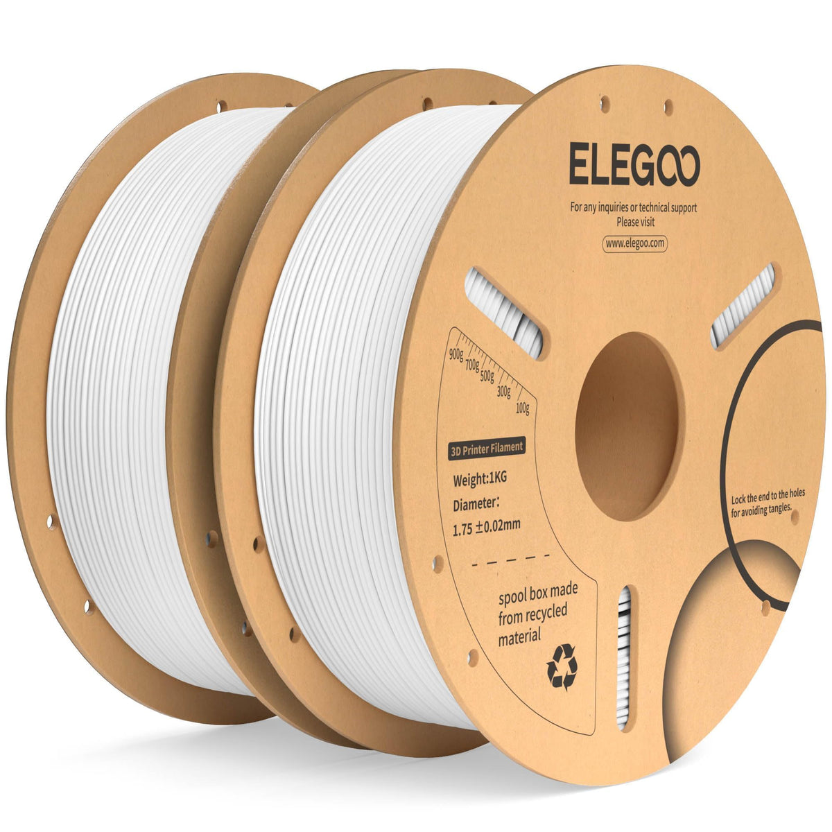 ELEGOO filamento PLA Plus 1.75mm frente del carrete con acabado fiable