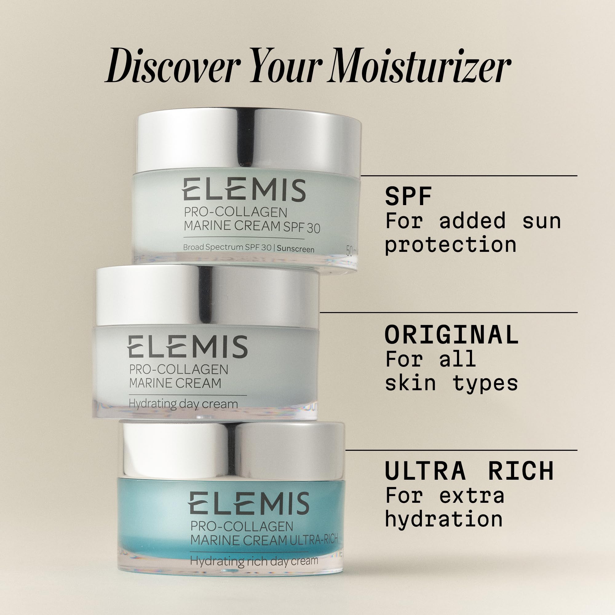 ELEMIS with marine ingredient visuals (seaweed) indicating marine-derived hydration support