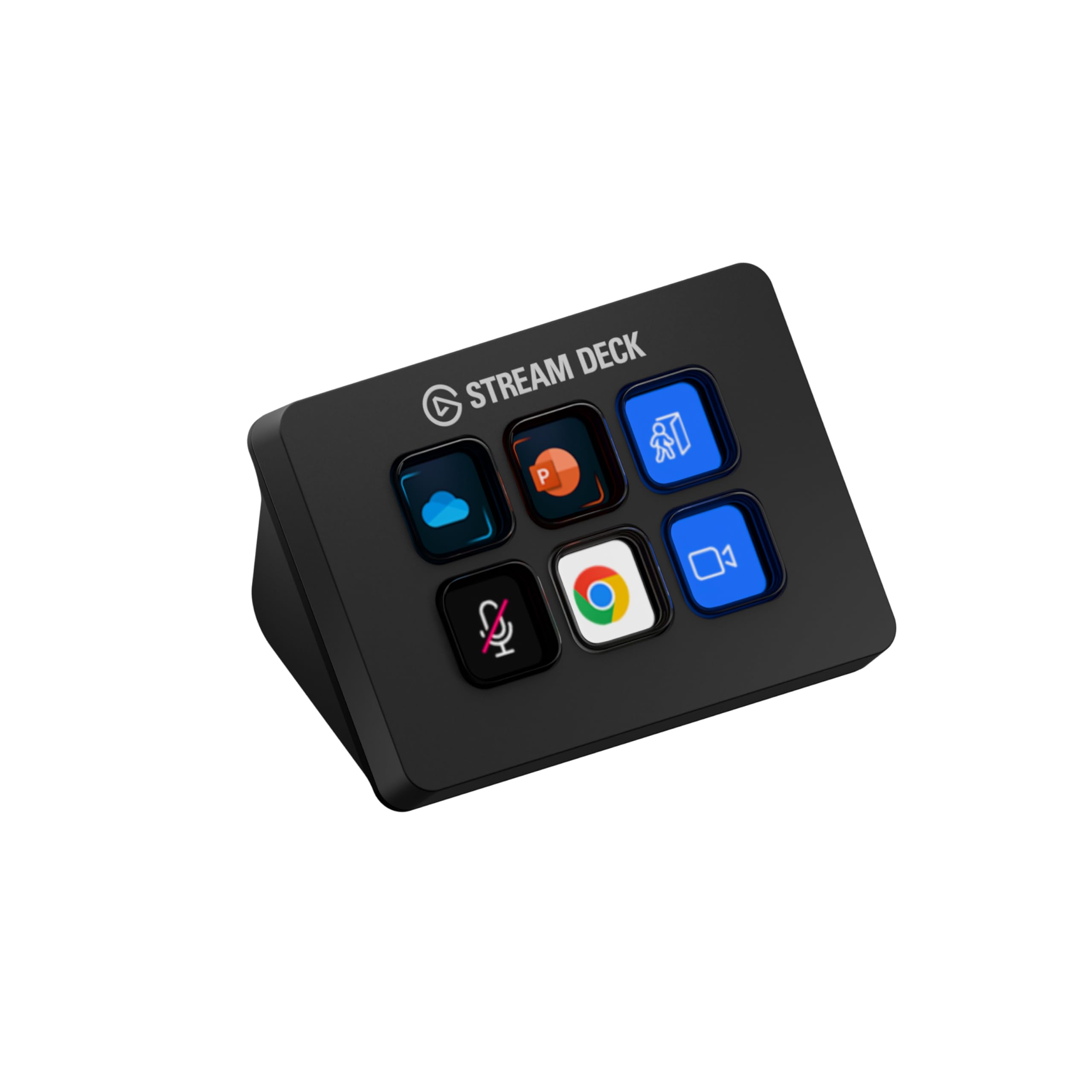 Elgato Stream Deck Mini frontal mostrando iconos, control rápido para transmisiones