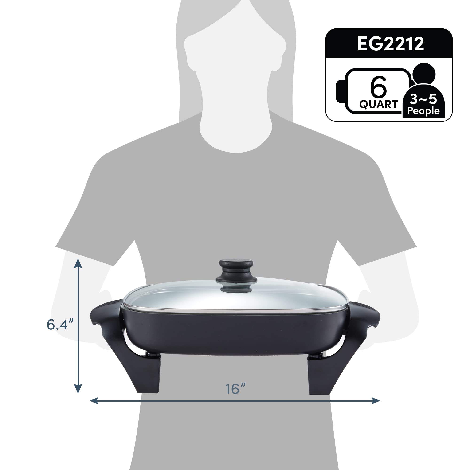 Elite Gourmet sartén sumergible en fregadero para limpieza rápida
