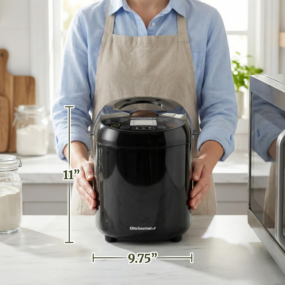 Elite Gourmet temporizador programable en pantalla mostrando la función de retardo