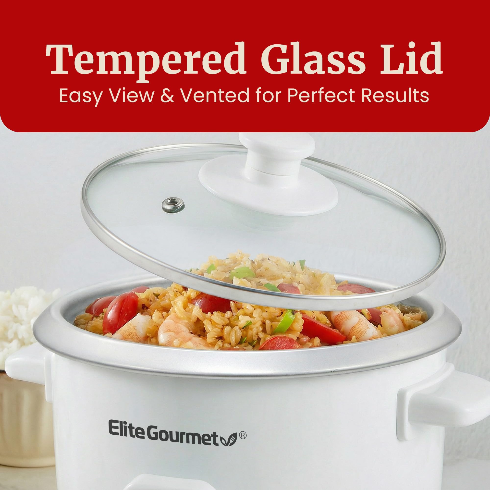 Elite Gourmet tapa de vidrio templado, verificación visual sin abrir