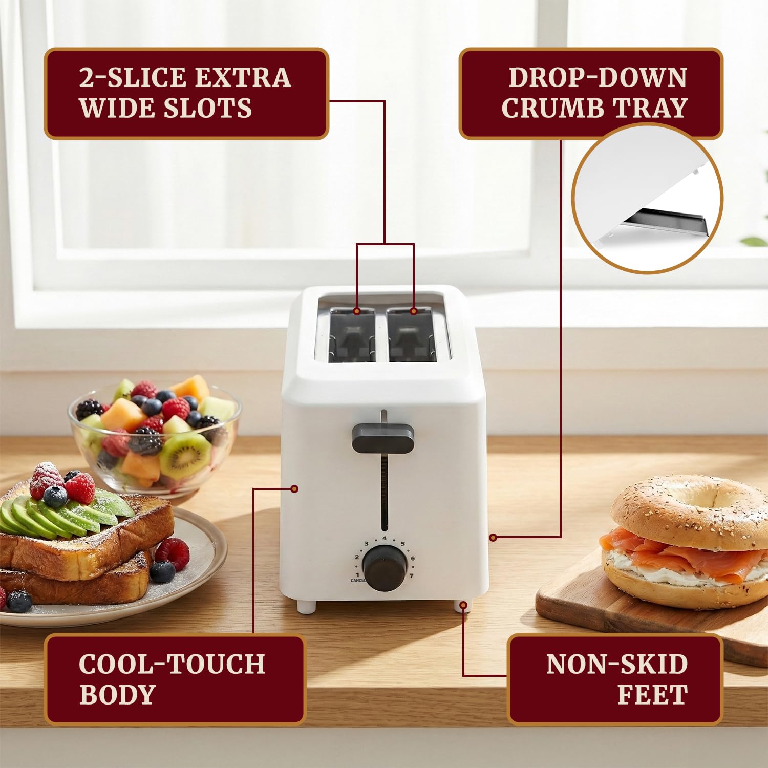 Elite Gourmet en uso con bagel dorándose para desayunos consistentes