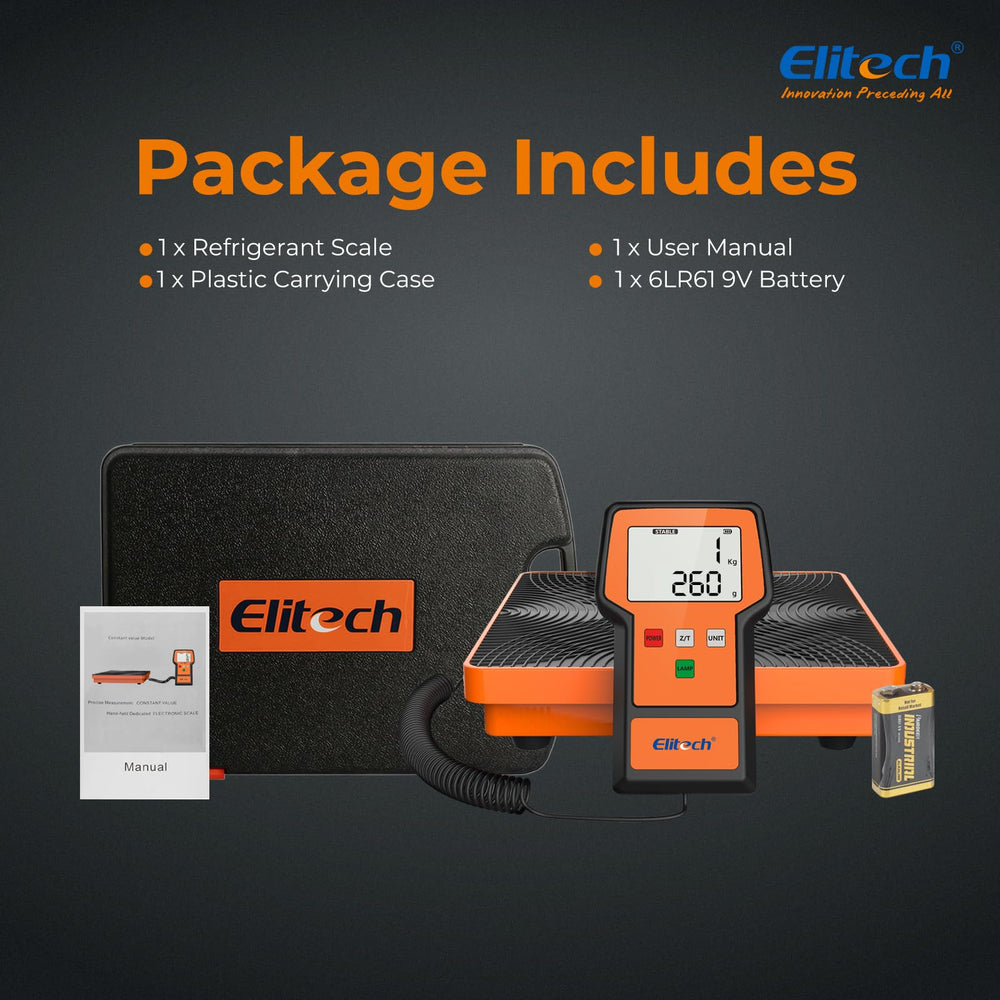 Elitech LMC-100F etiqueta con especificaciones y capacidad para ver datos