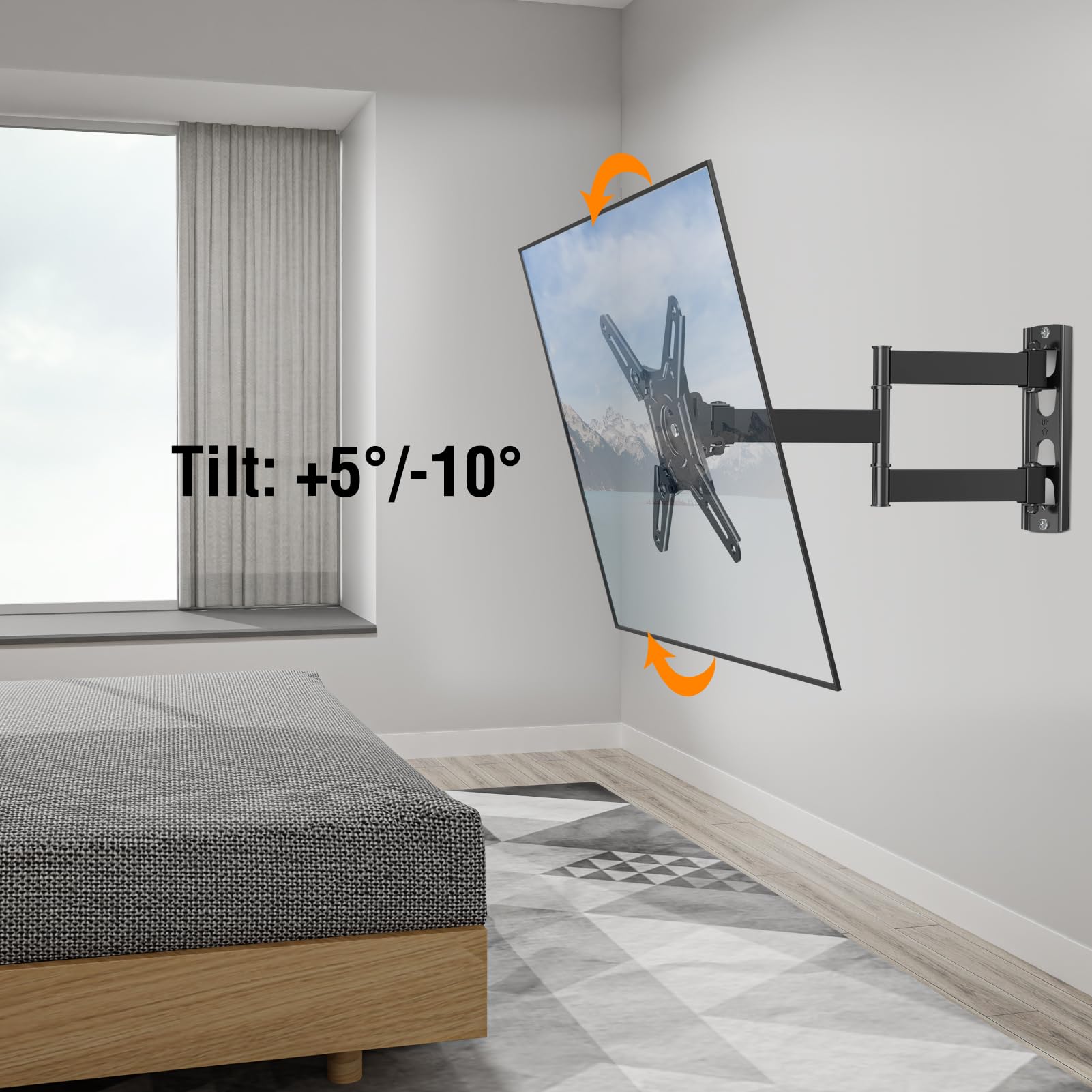 ELIVED lifestyle mounted TV in room showing improved viewing ergonomics