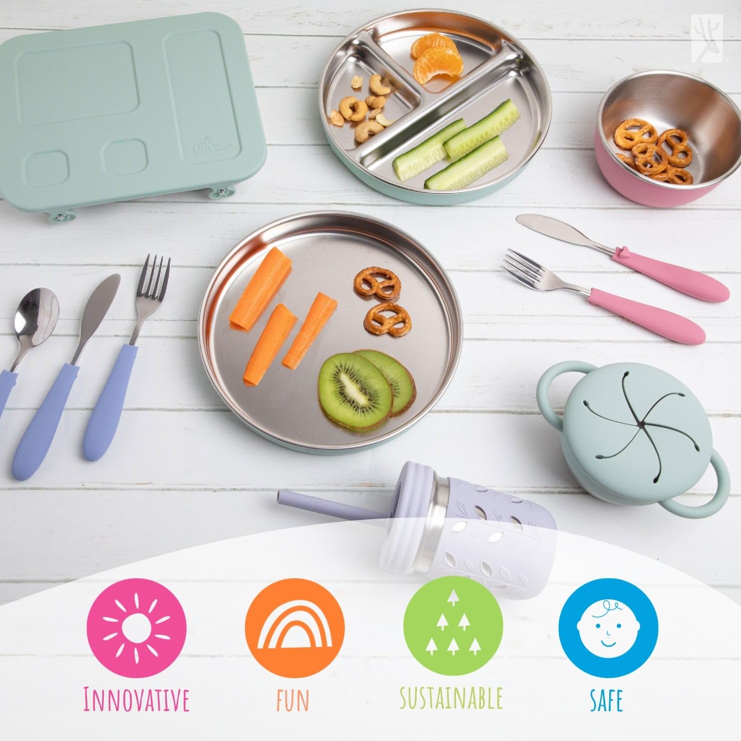 Elk and Friends platos apilados en frigorífico, prácticos para meal prep