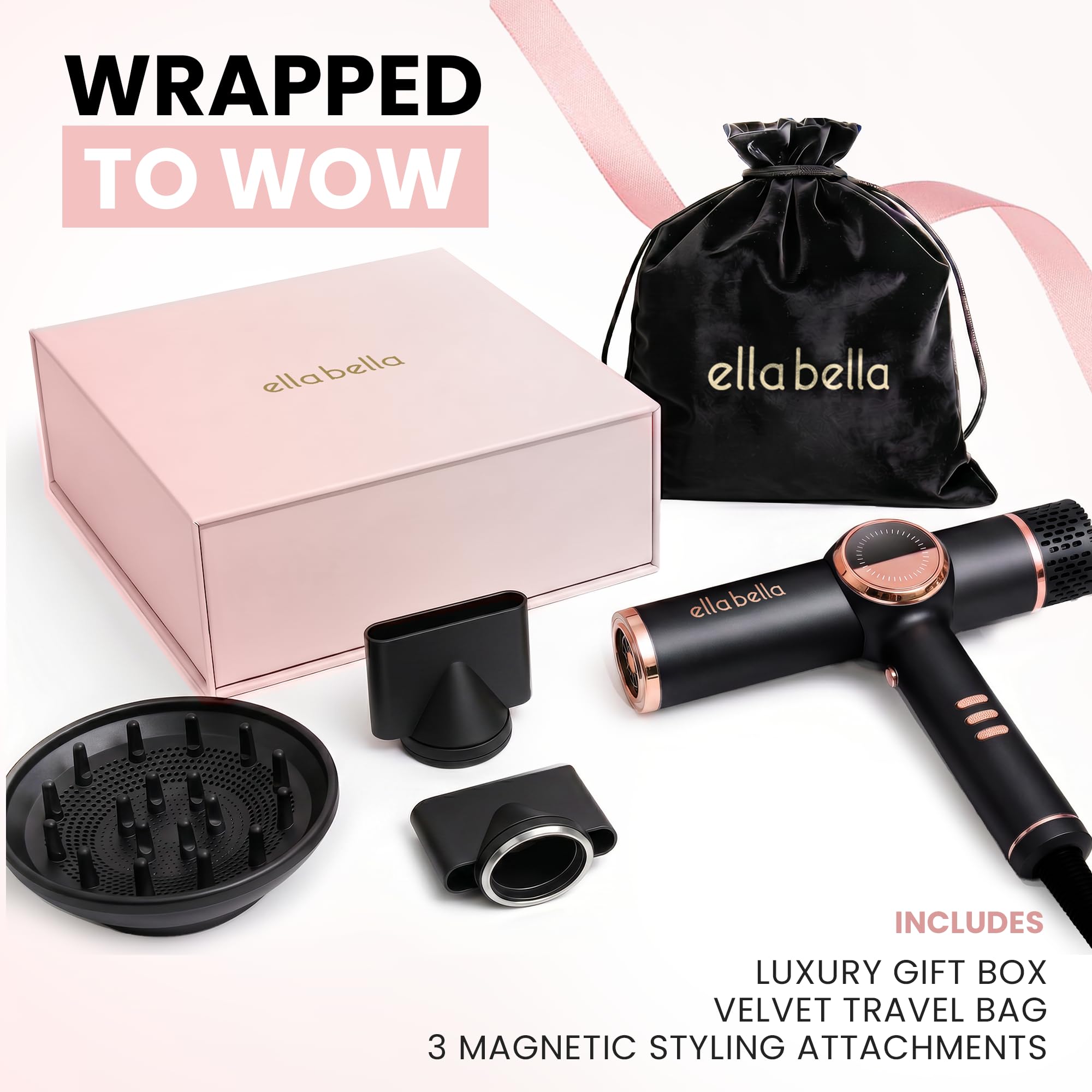 ELLA BELLA mango ergonómico que reduce fatiga al peinar