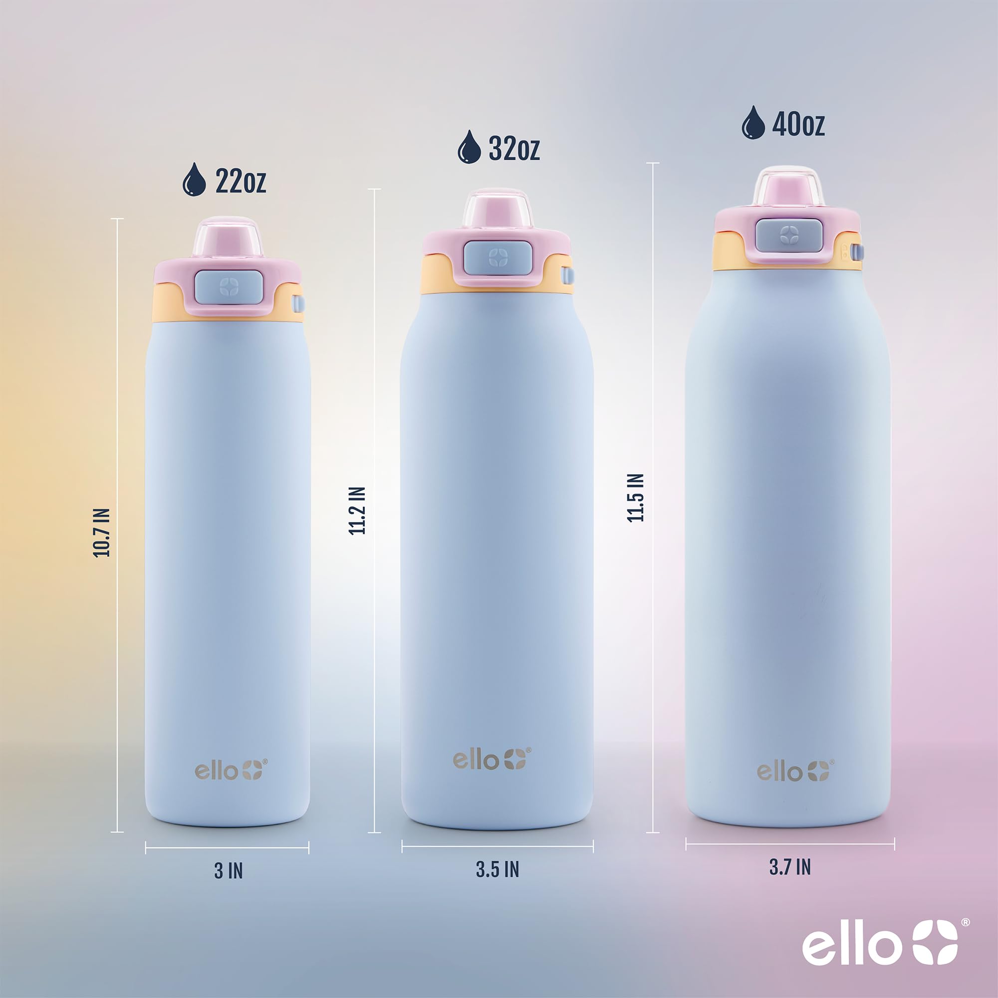 Ello Pop & Fill en mano mostrando escala 22 oz y portabilidad
