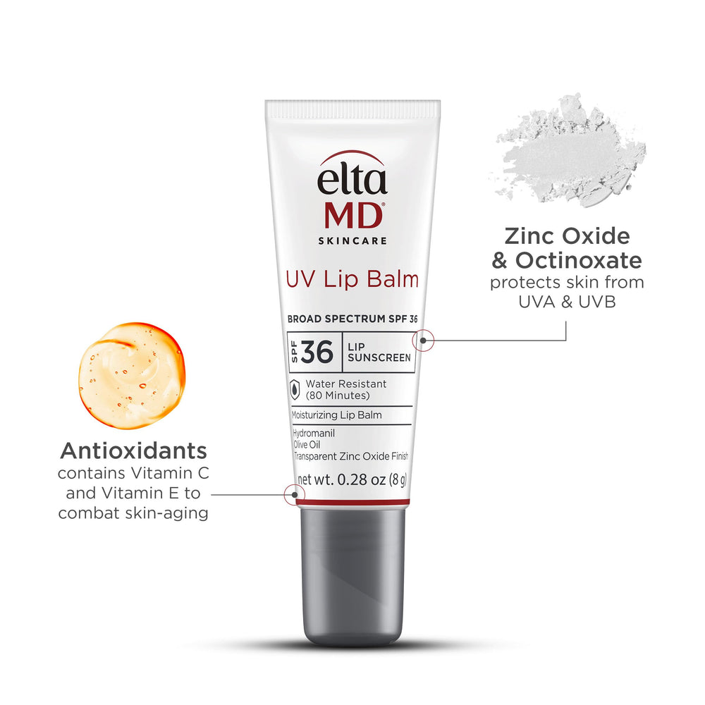 Etiqueta del EltaMD con ingredientes y óxido de zinc transparente para protección solar