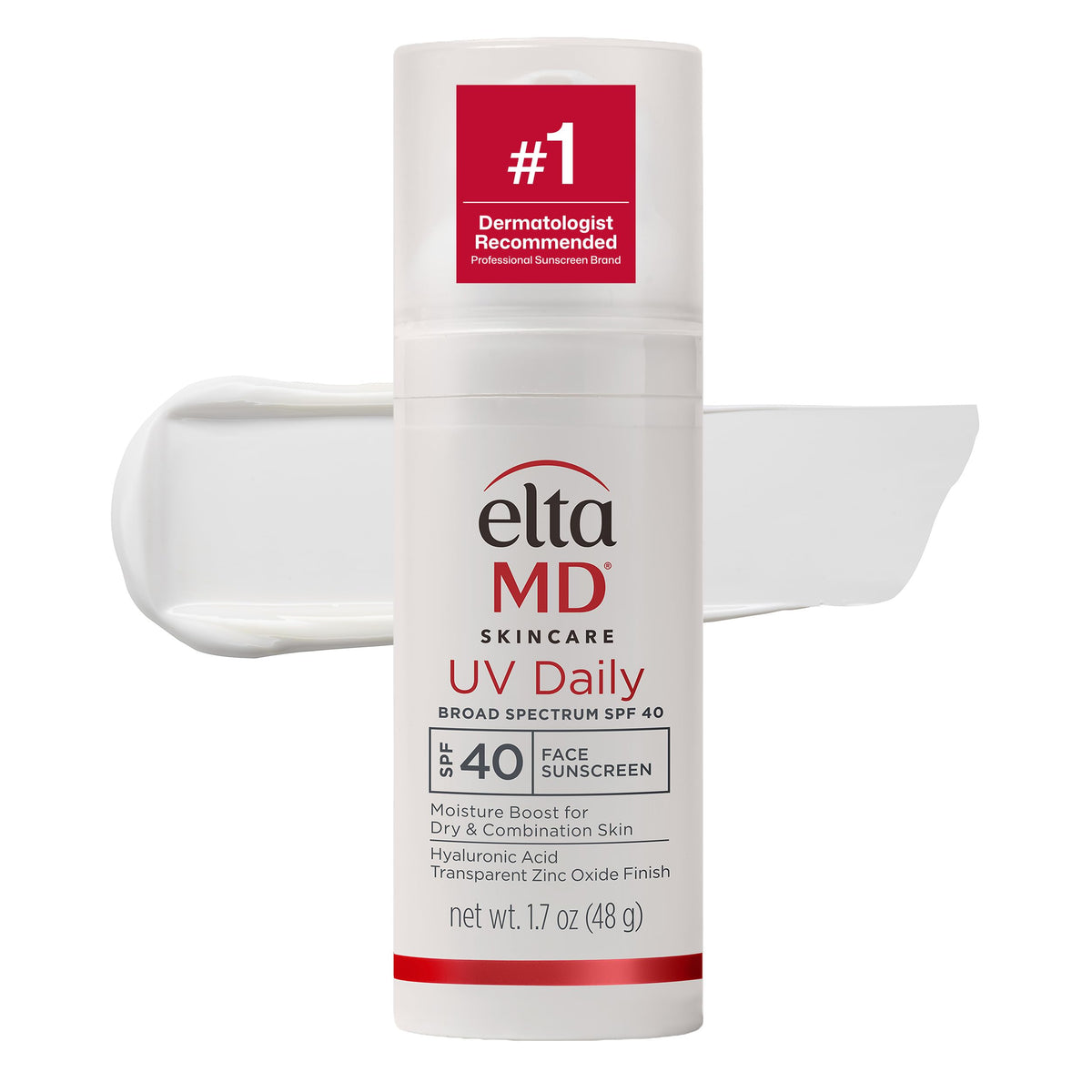 EltaMD envase frontal mostrando tamaño práctico y protección SPF 40