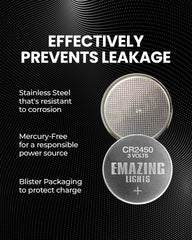 EmazingLights CR2450 junto a moneda para comparar tamaño y escala