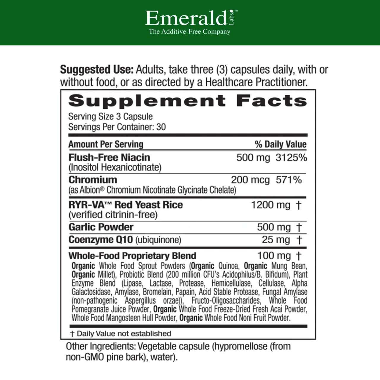 EMERALD LABS detalle de cápsula vegetal fácil de tragar y pura
