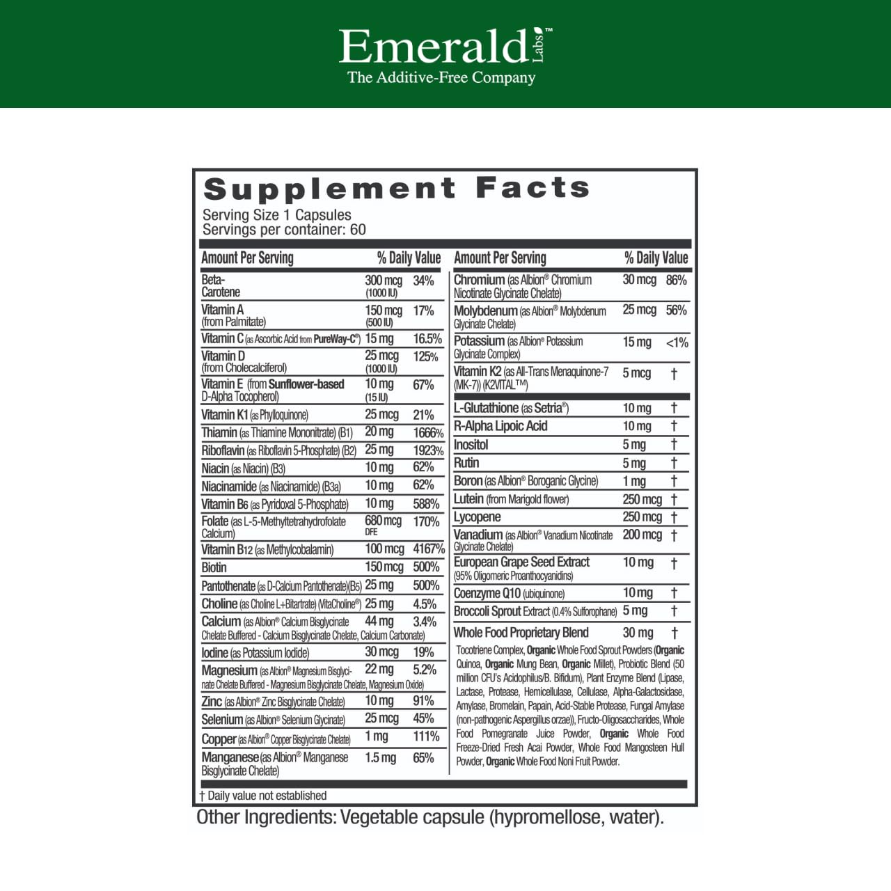 EMERALD LABS cápsula vegetal en primer plano beneficiando la adherencia