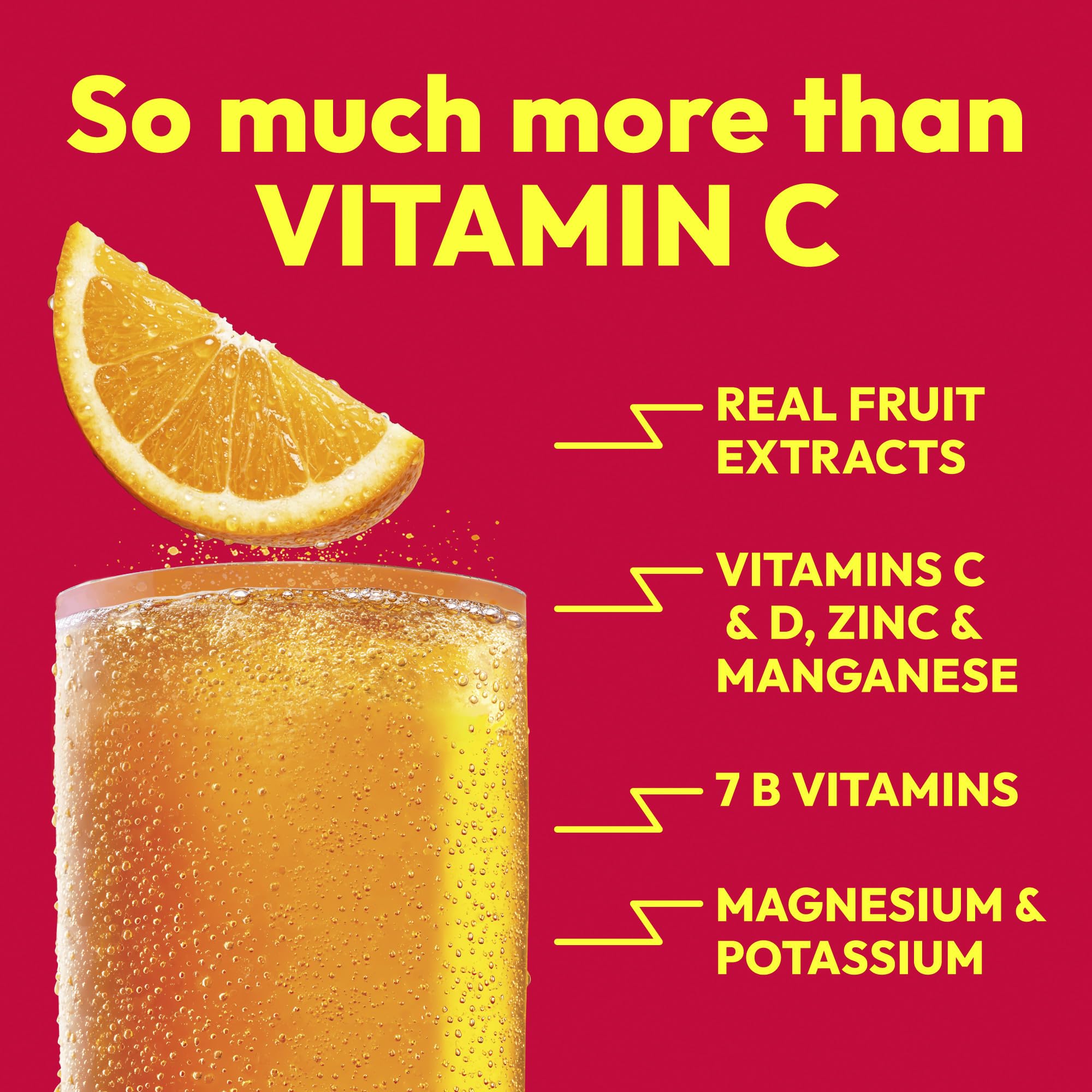 Emergen-C bebida efervescente en vaso, rápida disolución y refrescante