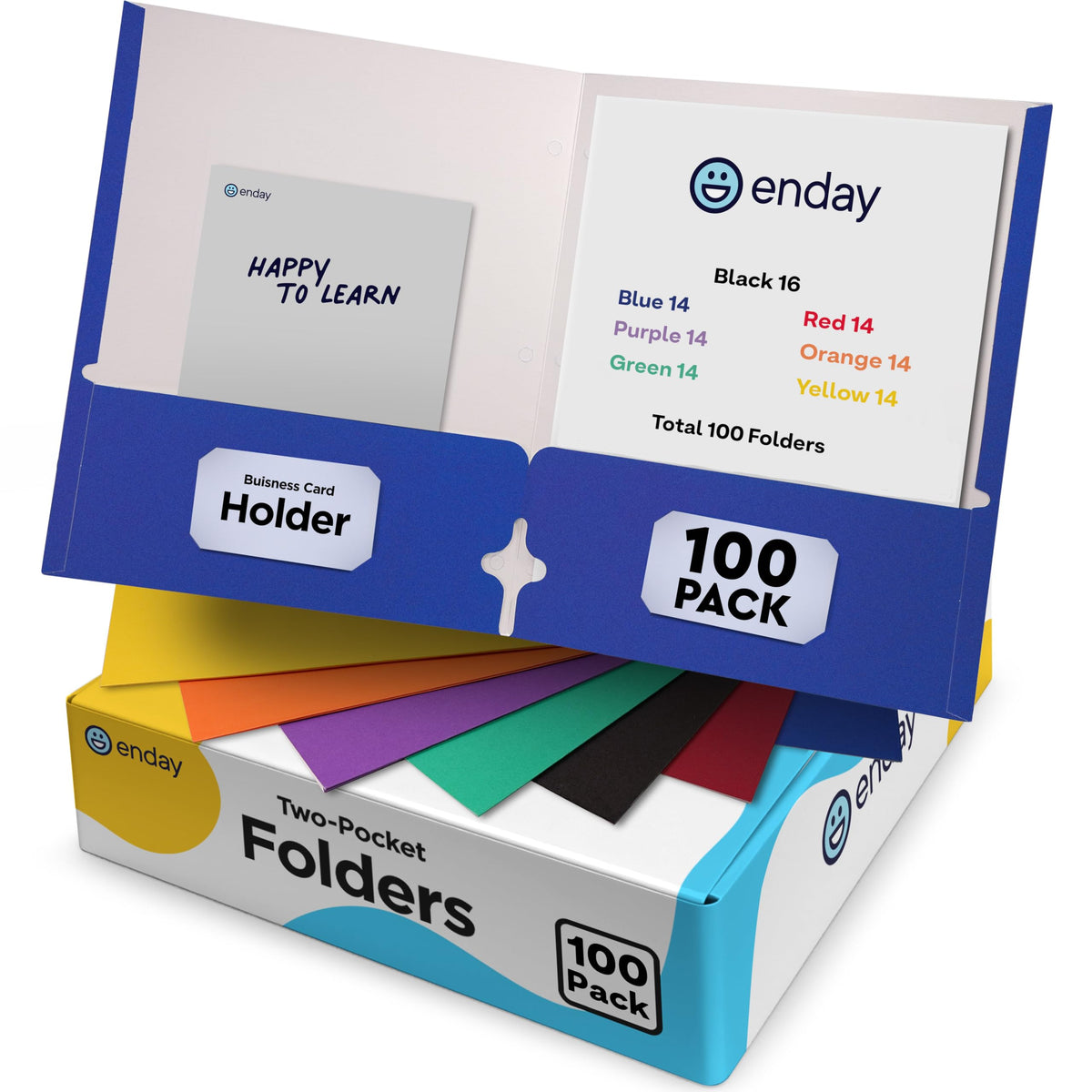 Enday carpeta frontal multicolor mostrando organización rápida
