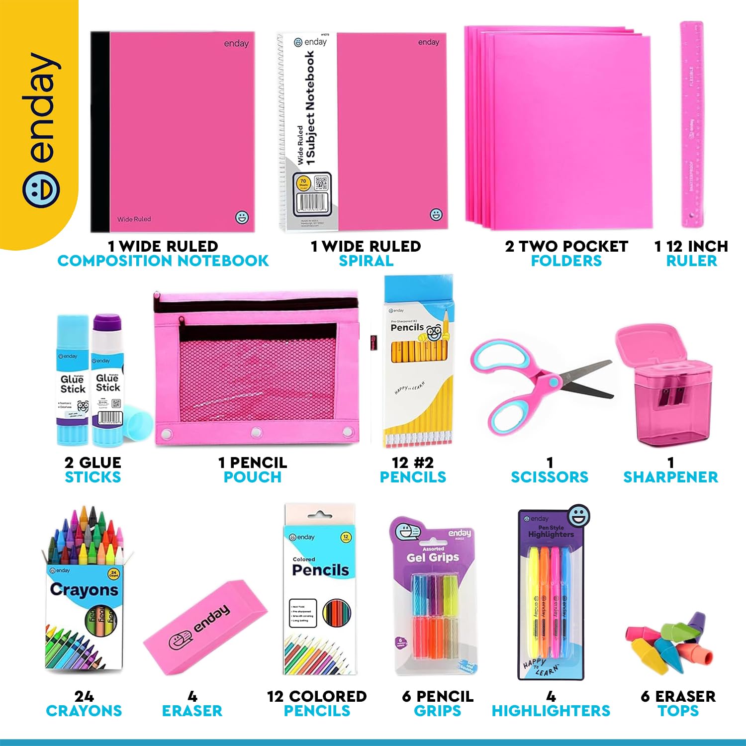 Enday primer plano de texturas y calidad de lápices y crayones