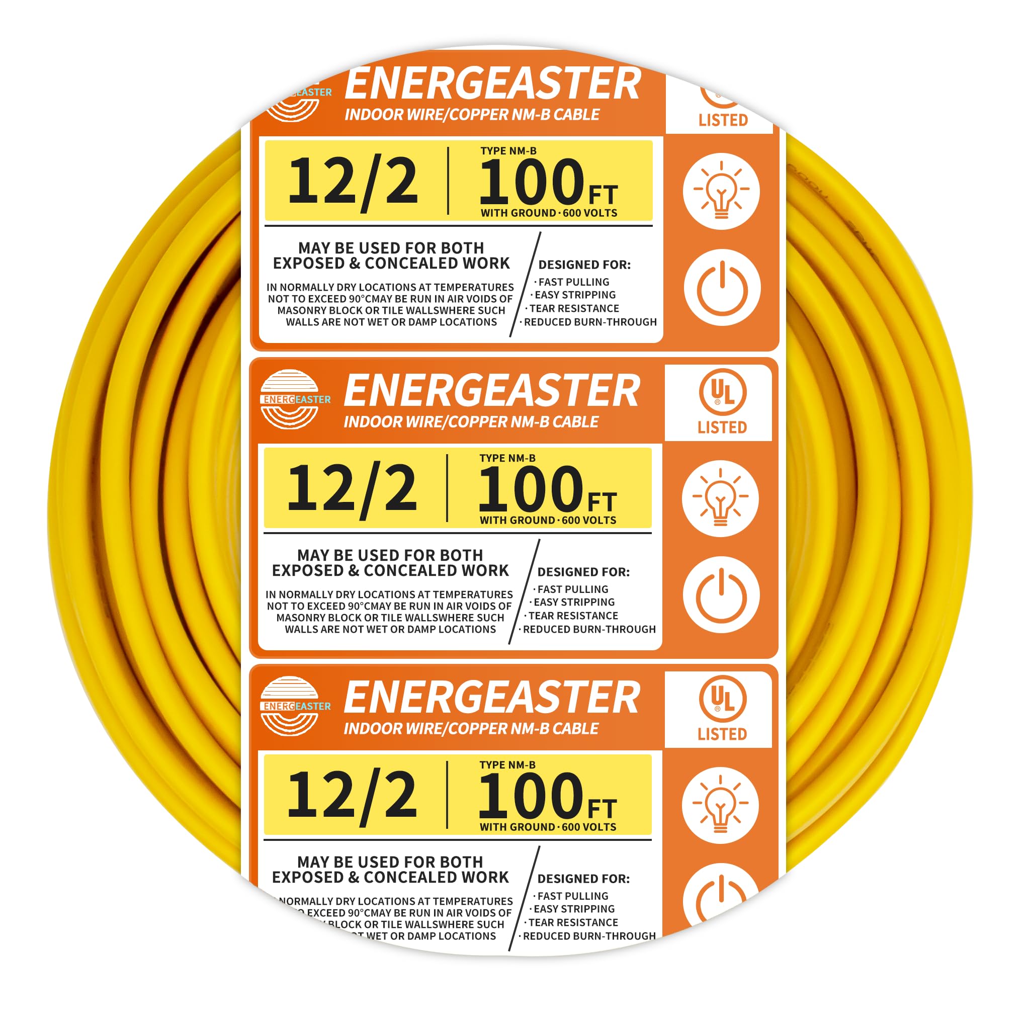 Energeaster rollo frontal mostrando cable amarillo fácil identificación