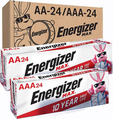 Energizer AA embalaje frontal mostrando cantidad y beneficio de larga duración
