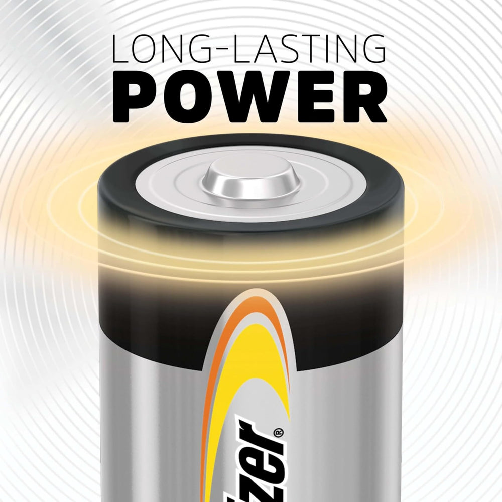 Close-up of Energizer D cell terminal highlighting consistent contact and performance