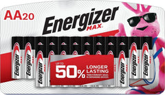 Energizer MAX pack frontal mostrando 20 pilas y confianza de larga duración