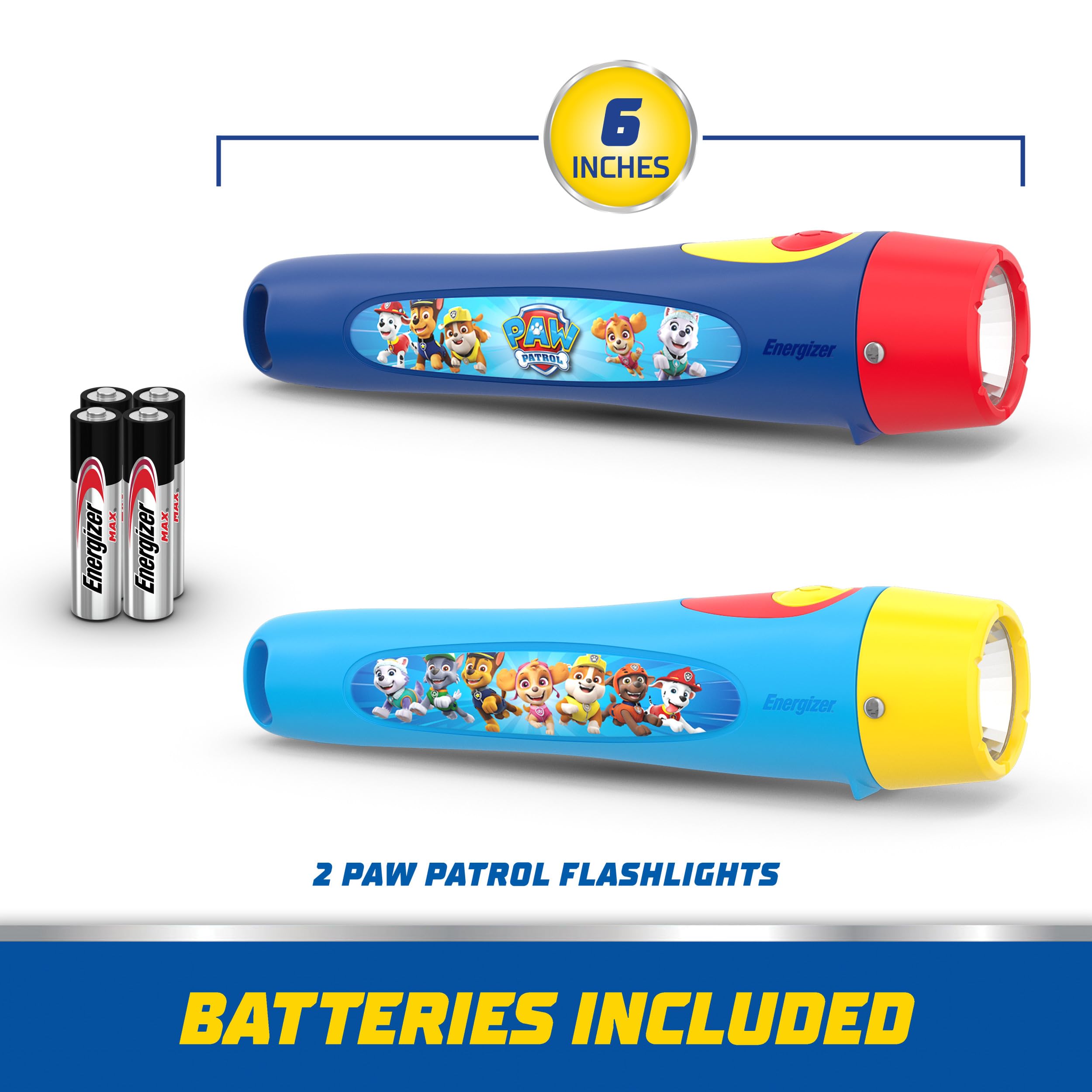 Energizer PAW Patrol con pilas incluidas mostrando duración y conveniencia