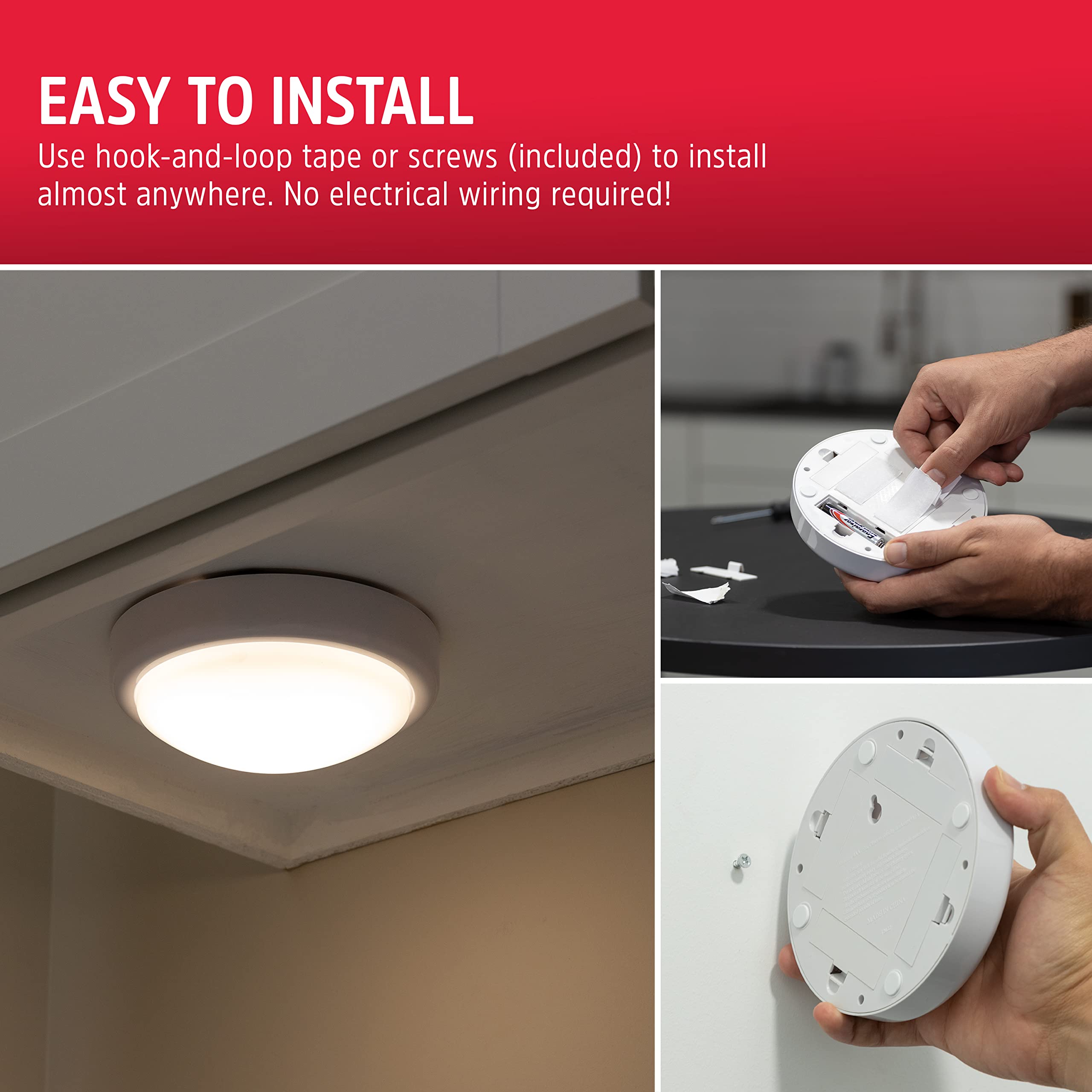 Energizer montaje con cinta adhesiva y tornillo para instalación rápida