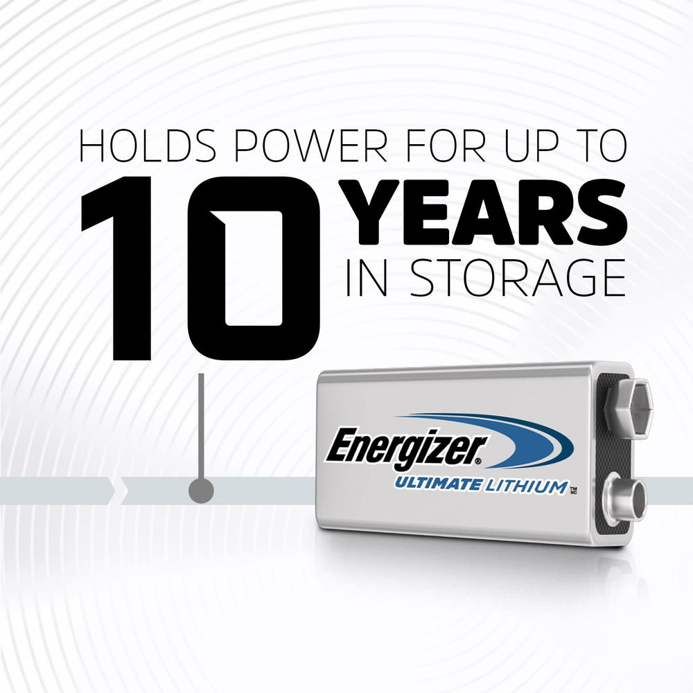 Energizer detalle de carcasa de litio 9V, resistente a fugas