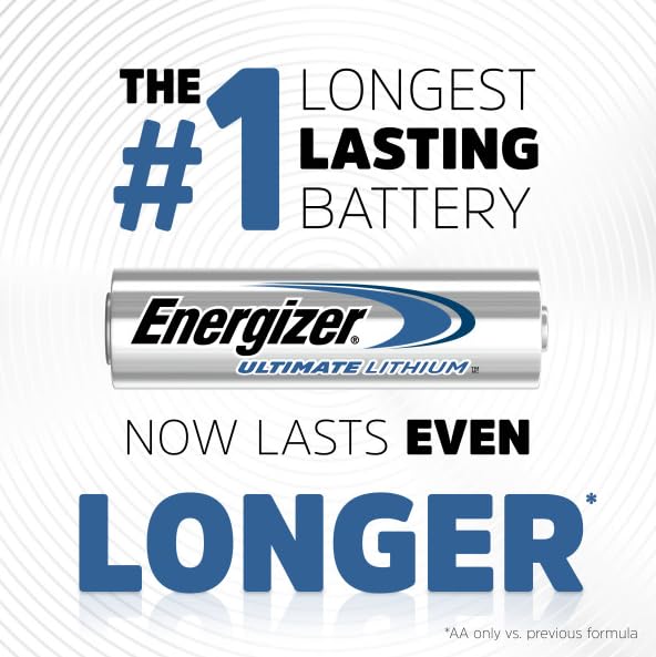 Energizer paquete de 8 Ultimate Lithium AA mostrando cantidad y embalaje seguro