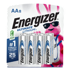 Energizer pilas Ultimate Lithium AA vista frontal y paquete visible, larga duración