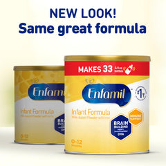 Enfamil primer plano del polvo que destaca su textura fina y mezcla