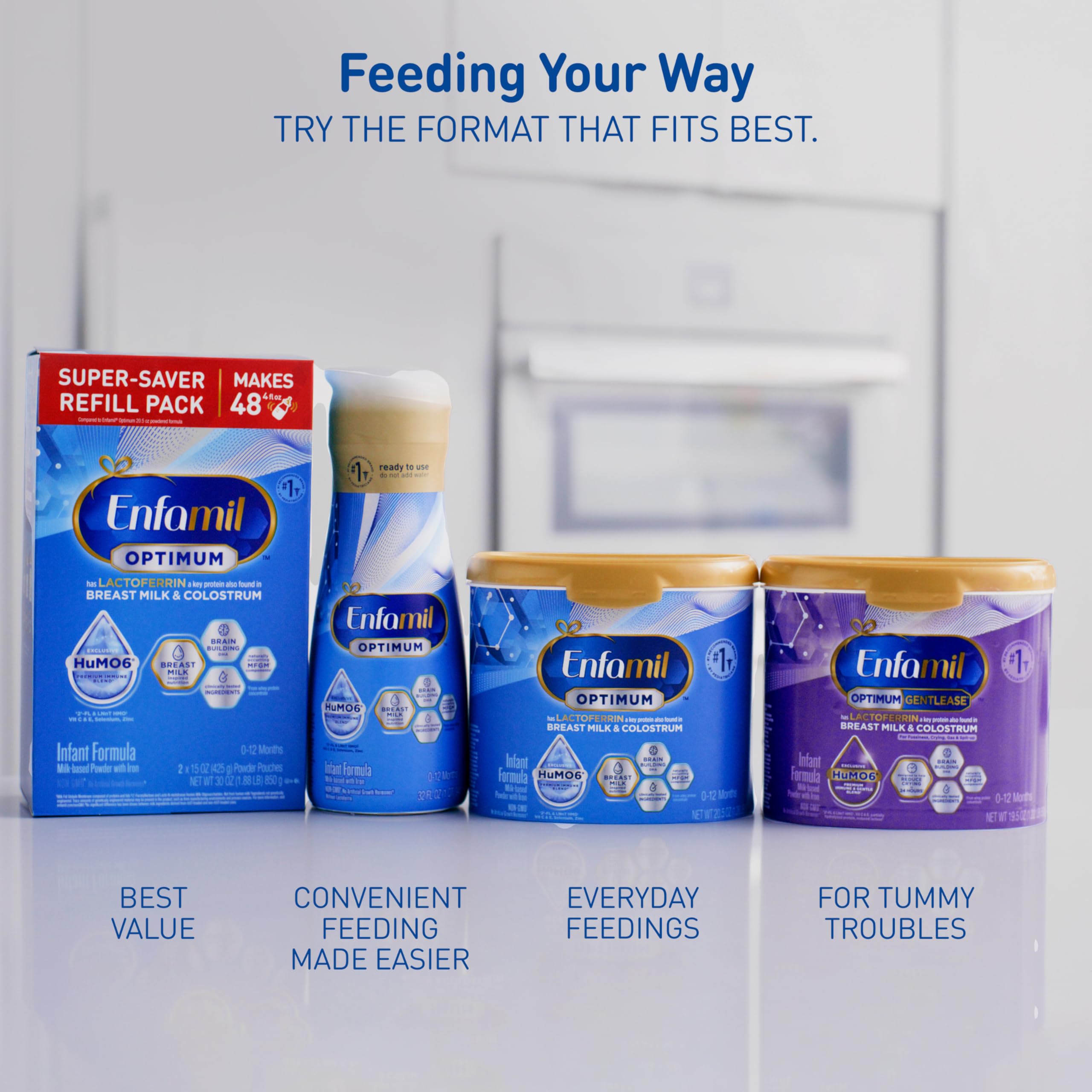 Enfamil etiqueta nutricional mostrando ingredientes clave y dosis