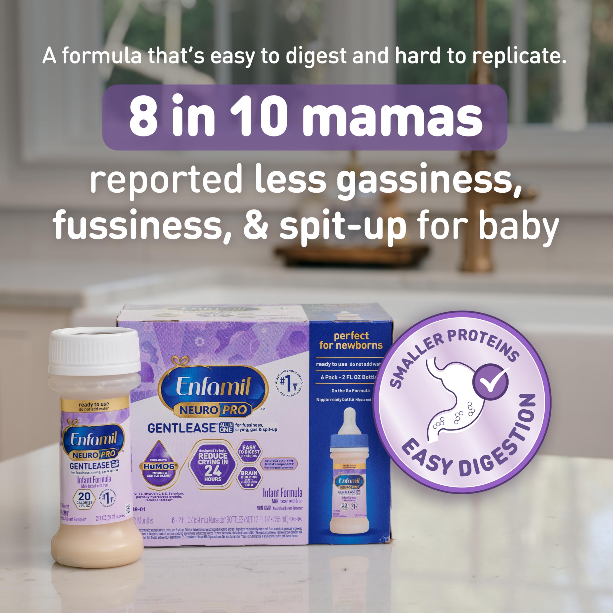Enfamil primer plano del contenido cremoso para percepción de textura suave
