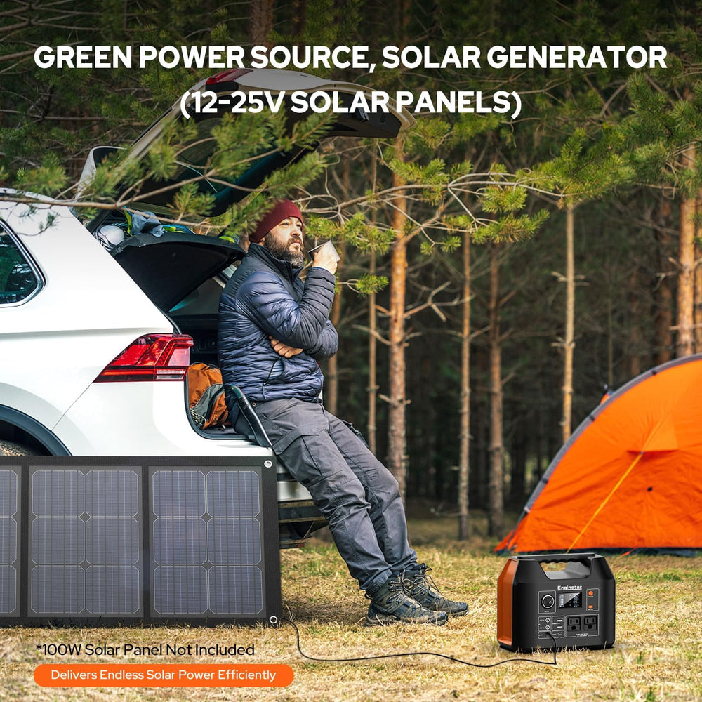 EnginStar powering camping lights and devices, illustrating reliable outdoor use