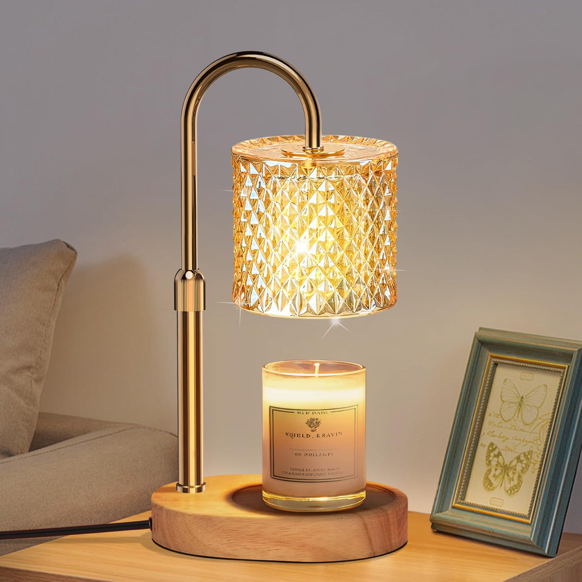Engpure lámpara calienta velas frontal mostrando diseño elegante y función segura