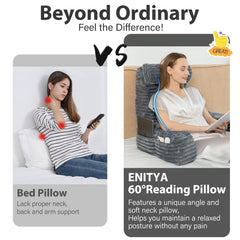 ENITYA cojín en cama con persona leyendo para mejor postura y comodidad