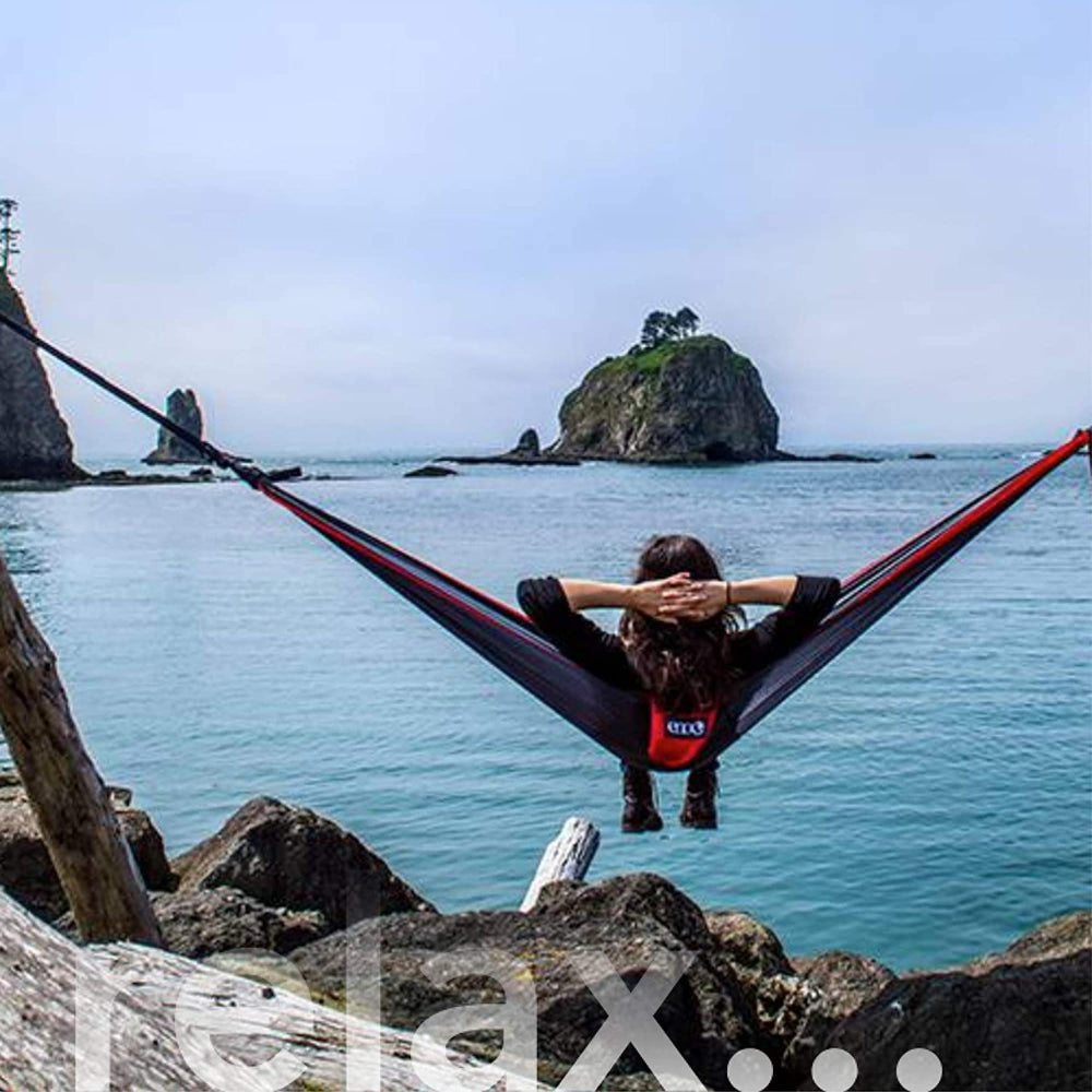 ENO Atlas arranged with backpack gear showing ultralight camping readiness