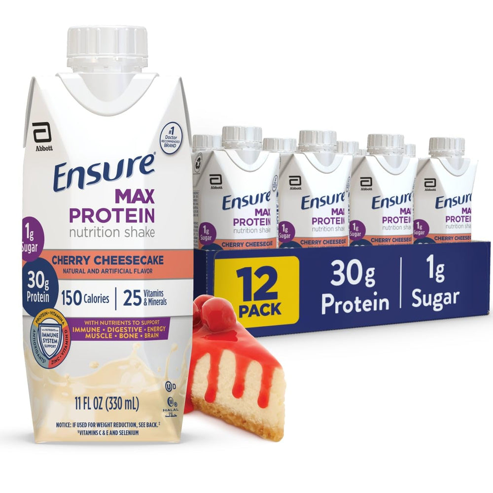 Ensure envase Cherry Cheesecake frontal con información visible y sensación de saciedad