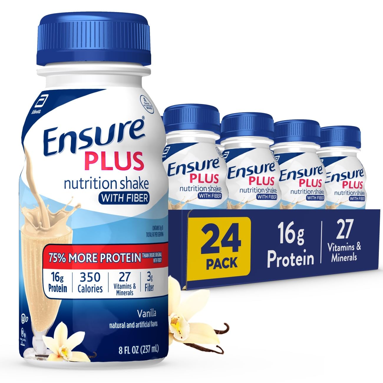 Ensure Plus vainilla frente del envase mostrando la marca y conveniencia