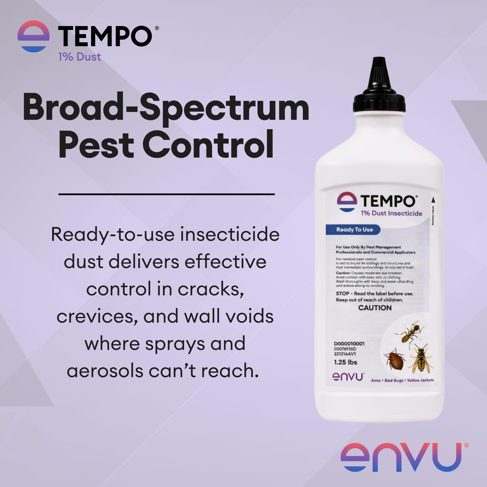 Envu Tempo polvo depositado dentro de hueco de pared para control de nidos