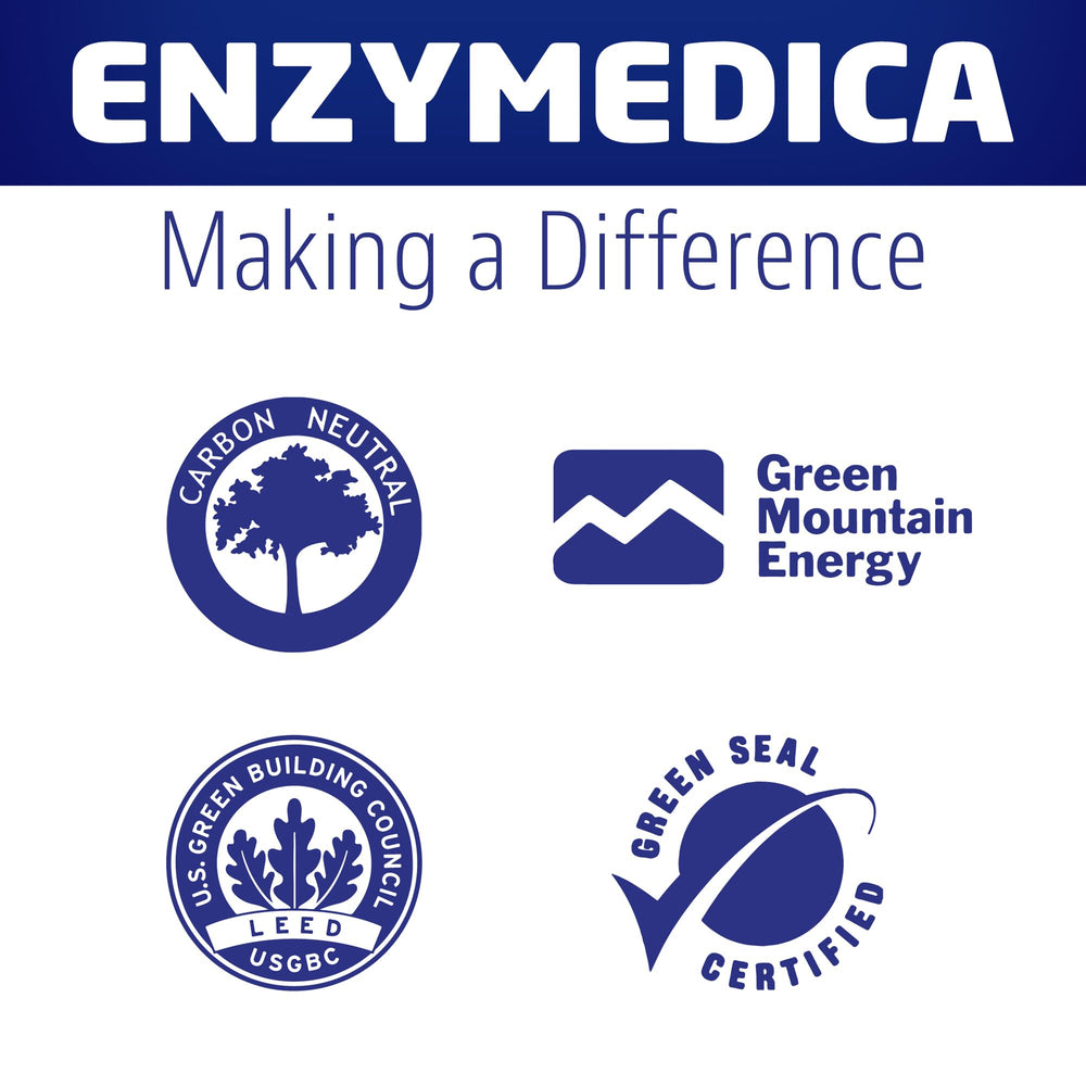 Sellos de calidad Enzymedica demostrando prueba y pureza