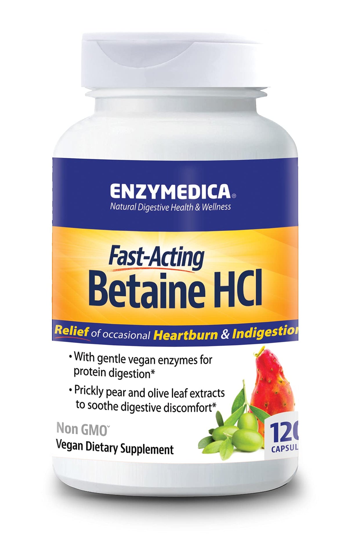 Enzymedica bote frontal mostrando etiqueta y beneficio digestivo